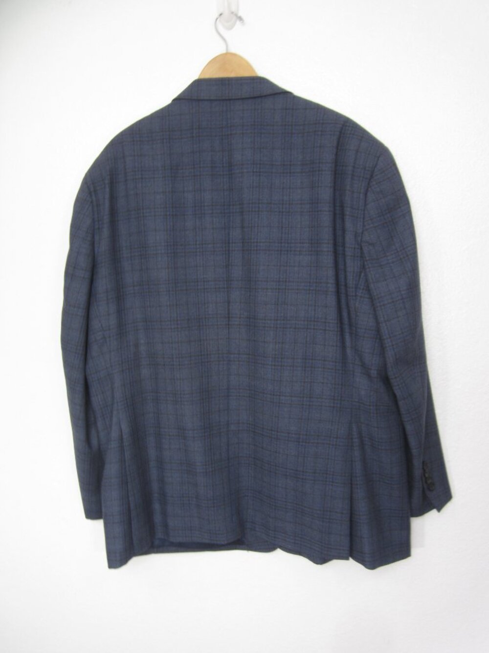 Pronto Uomo Size 52R Windowpane Plaid Blue Gray Sport Coat 100% Wool EUC - Picture 11 of 11